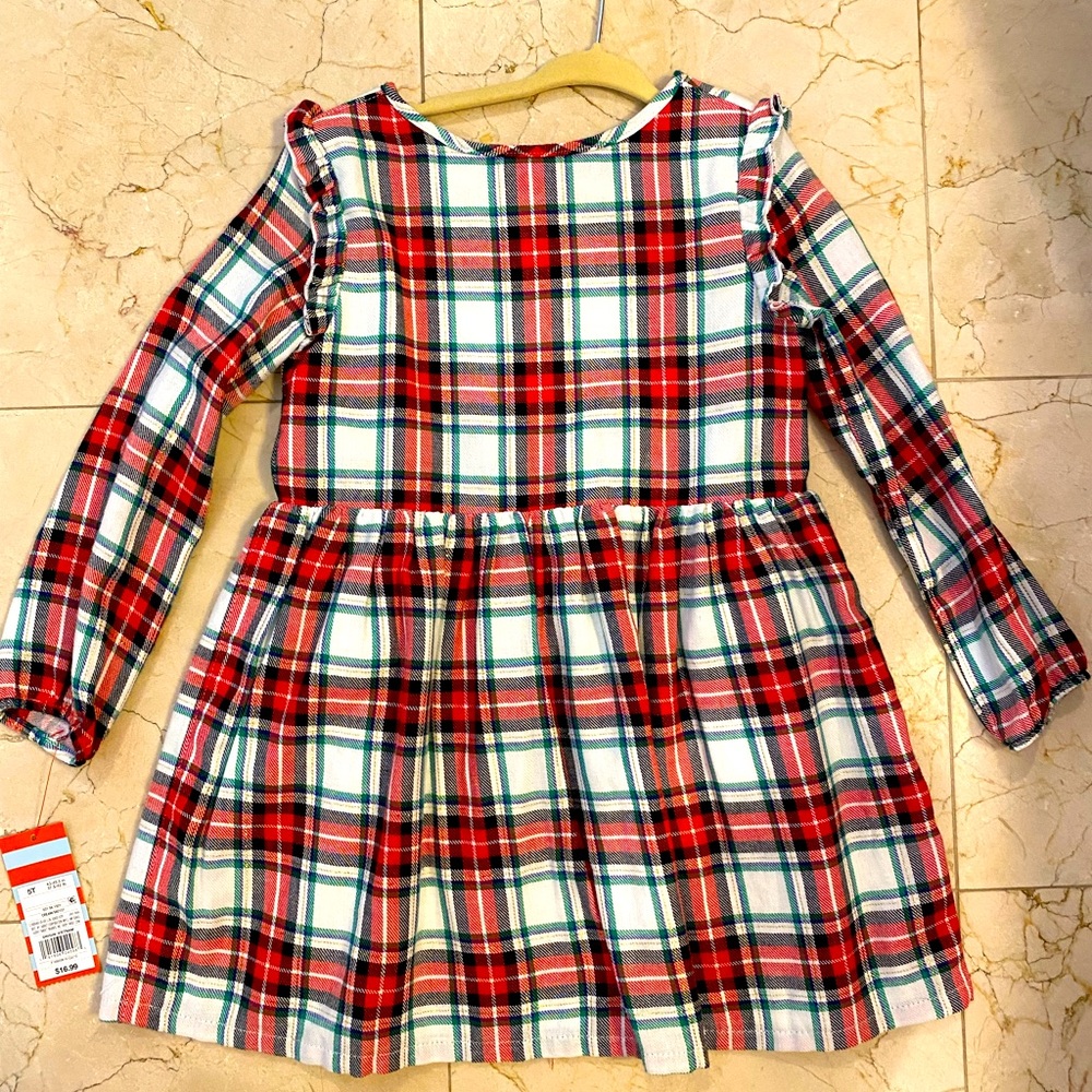 Festive Cat & Jack flannel dress 5T